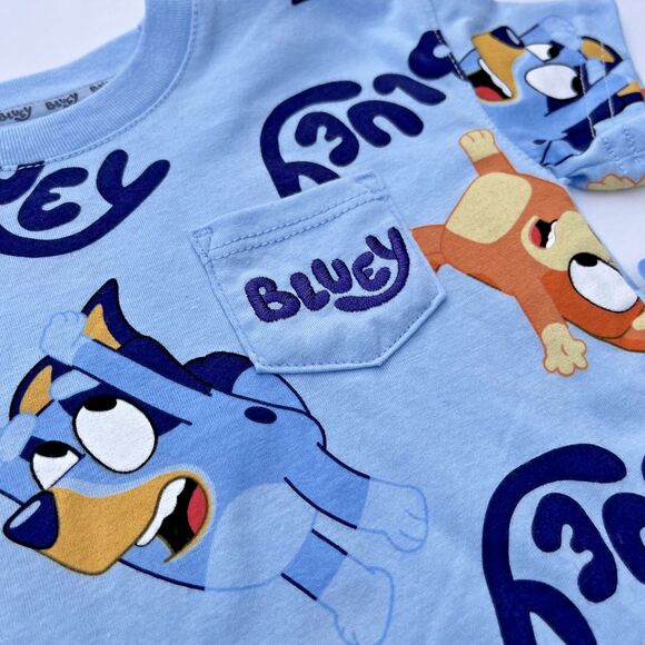 Bluey Bingo Two Piece Set Short Sleeve Shirt and Shorts Clear Sky Size 18M NWT - Picture 3 of 8